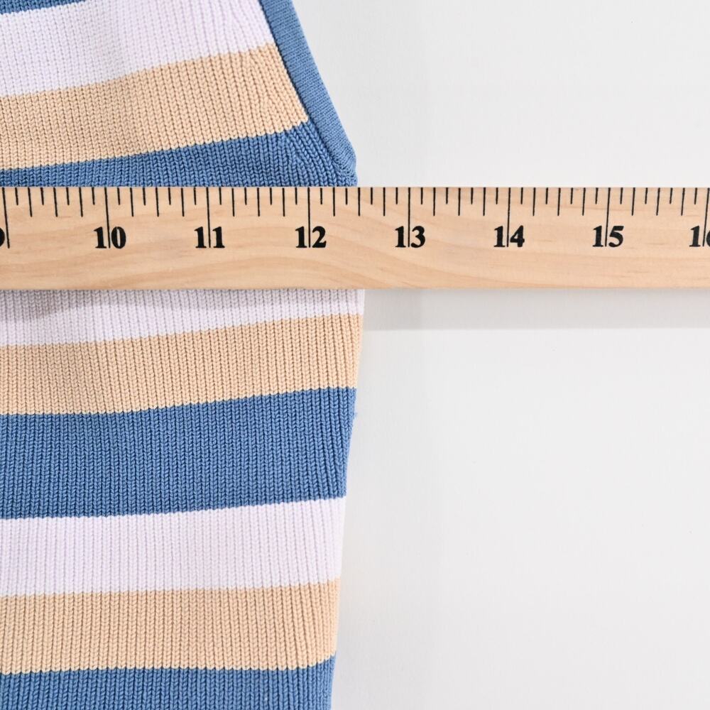 ARITZIA Top Sz XS Babaton Sculpt Knit Halter Flax Beige Flagstone Blue Stripe‎ - Picture 11 of 11